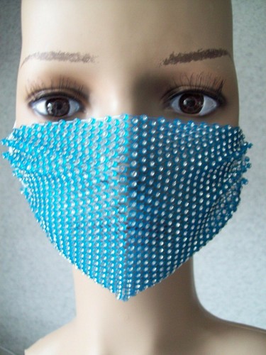 Crystal, Diamonte , Rhinestone, LIGHT BLUE FASHION FACE MASK - Picture 2 of 2