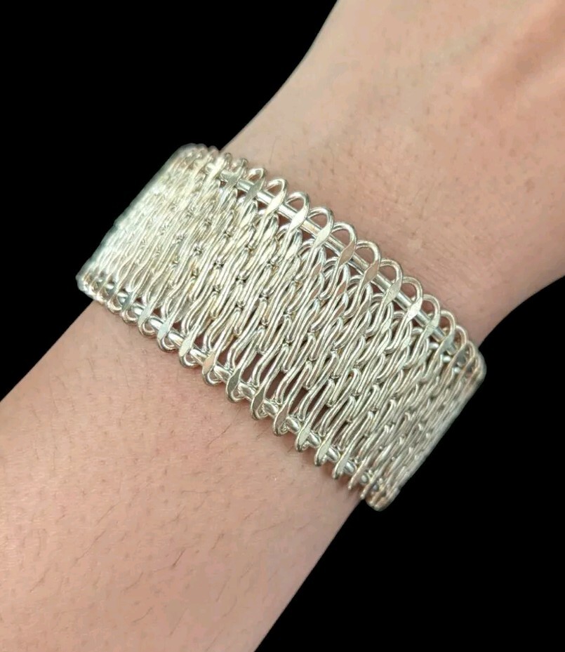 Silver Open Cuff Bangle Adjustable