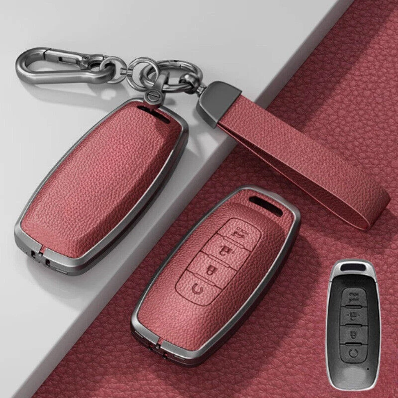 Zinc Alloy Leather Car Remote Key Case Cover For Nissan X-trail Qashqai J12 T33 Foto 4 de 4