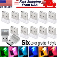 6x Mini RGB LED USB Car Interior Light Neon Atmosphere Ambient Lamp Accessories