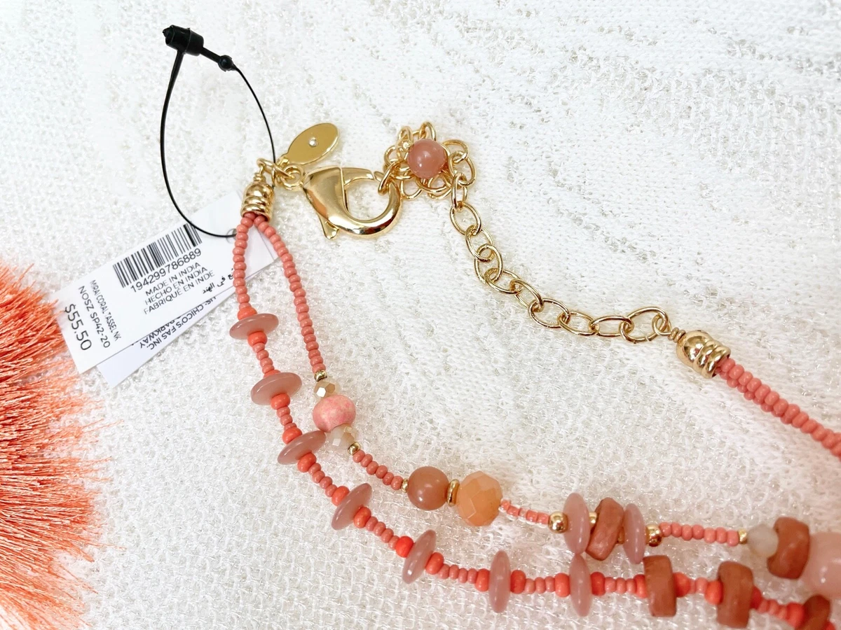 Coral tassel shop necklace