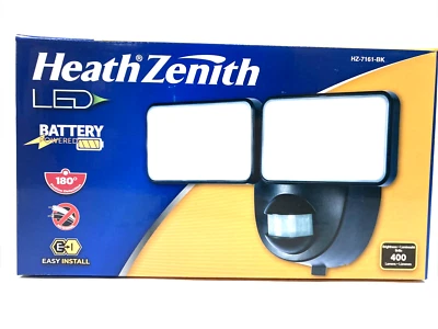 Heath Zenith 2-Light LED Battery Powered 180° Motion Security Floodlight BLACK