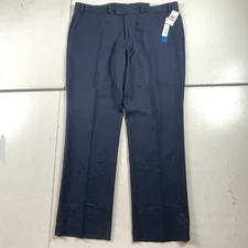 Perry Ellis Portfolio Dress Pants Mens 42x32 Blue Comfort Stretch Slim Fit Flat