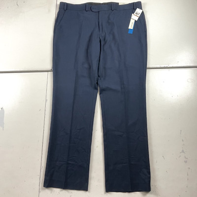 Perry Ellis Portfolio Dress Pants Mens 42x32 Blue Comfort Stretch Slim Fit Flat