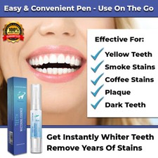 NEW INSTANT TEETH WHITENING PEN WHITE TOOTH CLEAN GEL UV BLEACH DENTAL STRENGTH