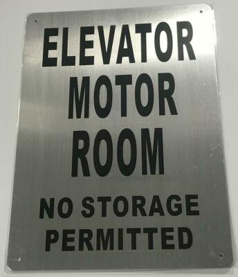 Elevator Motor Room Sign (Brushed Aluminium, 10x14) Potere d'argento..-ref0420