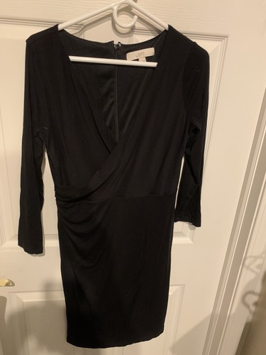 Ann Taylor Faux Wrap Black Dress Long 
