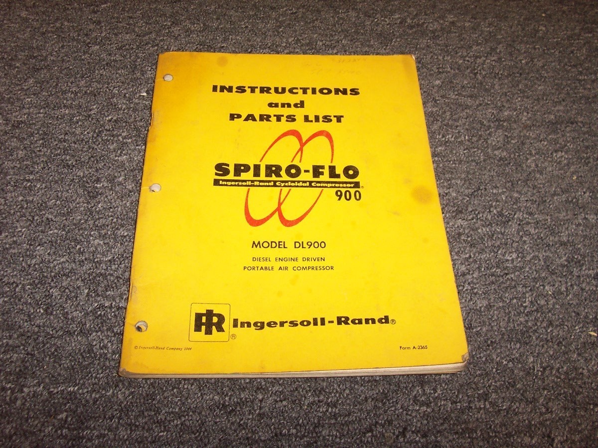 Ingersoll Rand Gyro Flo DL900 Portable Air Compressor Parts Catalog Manual Book eBay