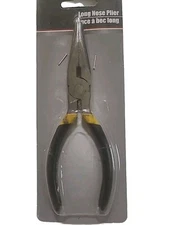 Tool Bench Long-Nose Pliers with Wire Cutter - 6 Inch, Plastic-Coated Handle