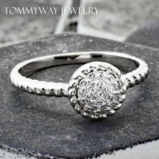 925 Sterling Silver Cute 0.30 Carat CZ Cluster Halo Twist Band Ring