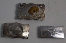 3 Vintage Belt Buckles Metal Horse Cowboy Rodeo Riding Southwest Ranch Longhorn