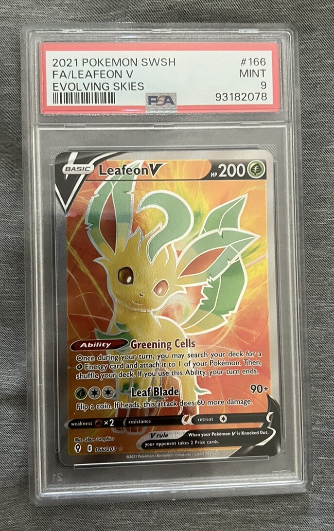 Leafeon V Full Art PSA 9 MINT Evolving Skies #166 Pokemon