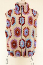 Ladies Nasty Gal Crochet Granny Sleeveless Fleece Gilet Jacket Festiva Boho Folk