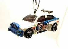 Ford Escort Rally Race Car Christmas Ornament 1:64 White