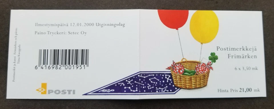 Finland Valentine's Day 2000 Alien Space Planet Polar Bear Balloon (booklet) MNH - Image 3 of 4