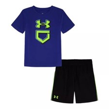 Boy's Under Armour Baseball Core Tee  Short Set - Size 4 - NWT - FREE SHIPPING