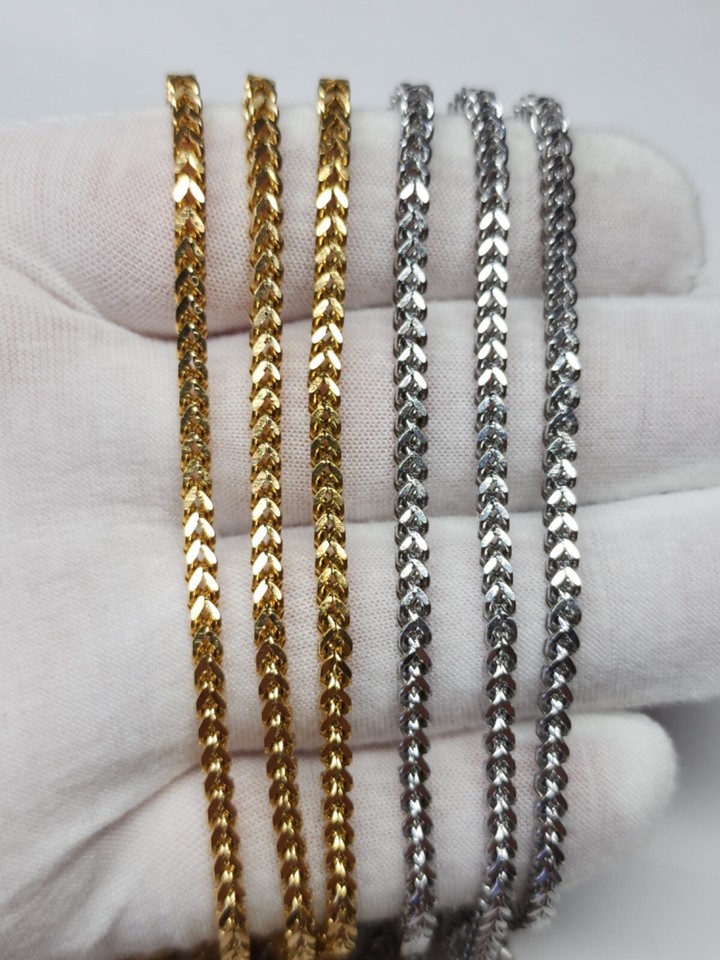 Stainless Steel Gold Plated Franco Chain Necklace 3mm Unisex Hip Hop ...