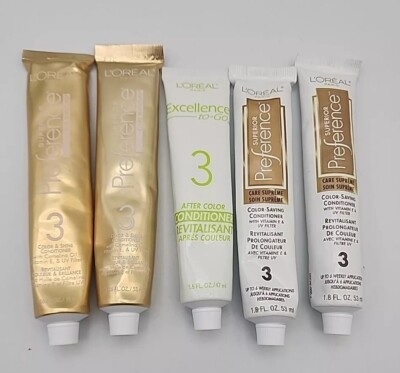 Loreal Conditioner 5 Tubes Superior Preference 3 Color Saving Care Supreme 1.8oz