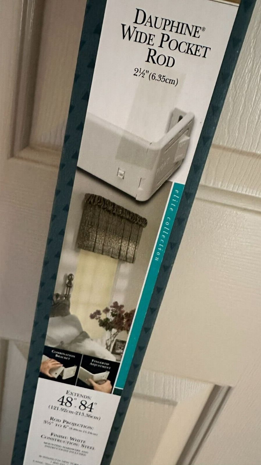 NEW Wamsutta Dauphine 2 1/2" WIDE POCKET adjustable CURTAIN ROD extends