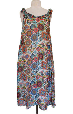 Emily Lovelock Maxi Dress Size 4 Women Multicolor Viscose Chiffon NWT Ruffles