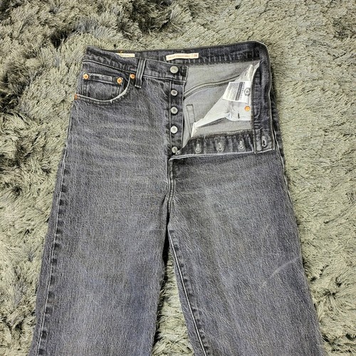 Jeans Levi's Premium Ribcage dritto alla caviglia donna 28 nero antracite Big E denim - Foto 3 di 22