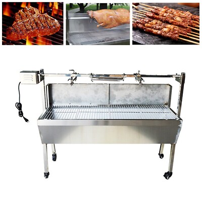 35'' Stainless Steel Spit Roaster Outdoor Barbeque Grill Whole Lamb Grill 110V