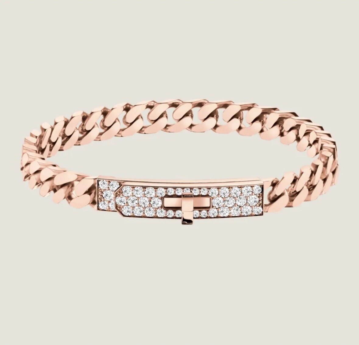 $20000 BNIB KELLY GOURMETTE SH ROSE GOLD BRACELET W DIAMONDS