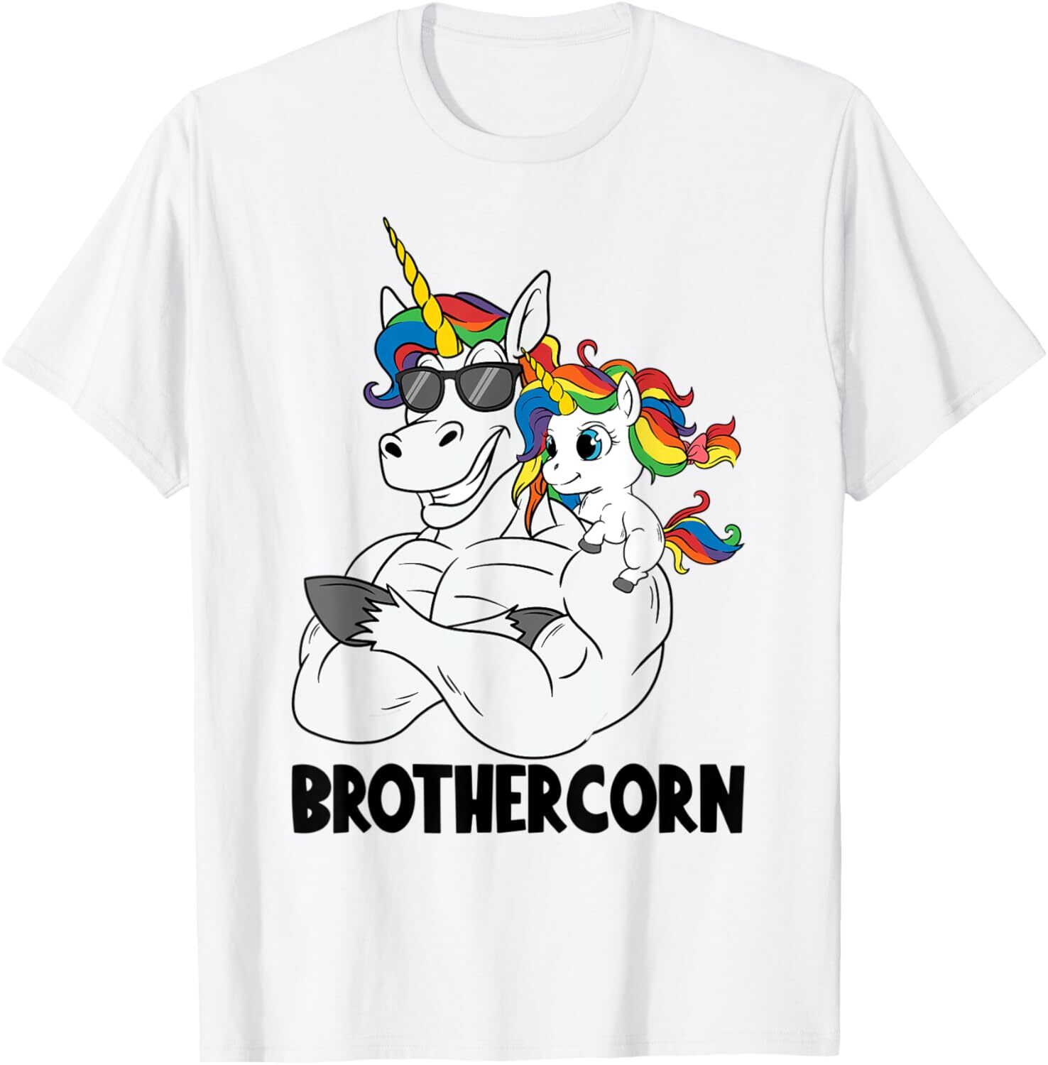 Brothercorn Brother Muscle Unicorn Holding Baby Sister Girl T-Shirt Hoodie