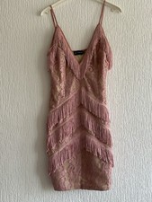 DUSTY PINK LACE TASSEL DRESS PLT 8 CHARLSTON SUMMER PARTY EVENING GLAM HOLIDAY