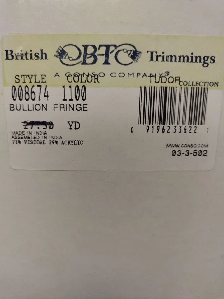 Conso de 12,5 yardas flecos de lingotes de 4". Colección Tudor de adornos británicos Foto 3 de 3