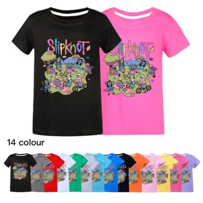 Kids Boys Girls Slipknot Print Short Sleeve T-Shirt Casual Cotton Tops Age 2-14