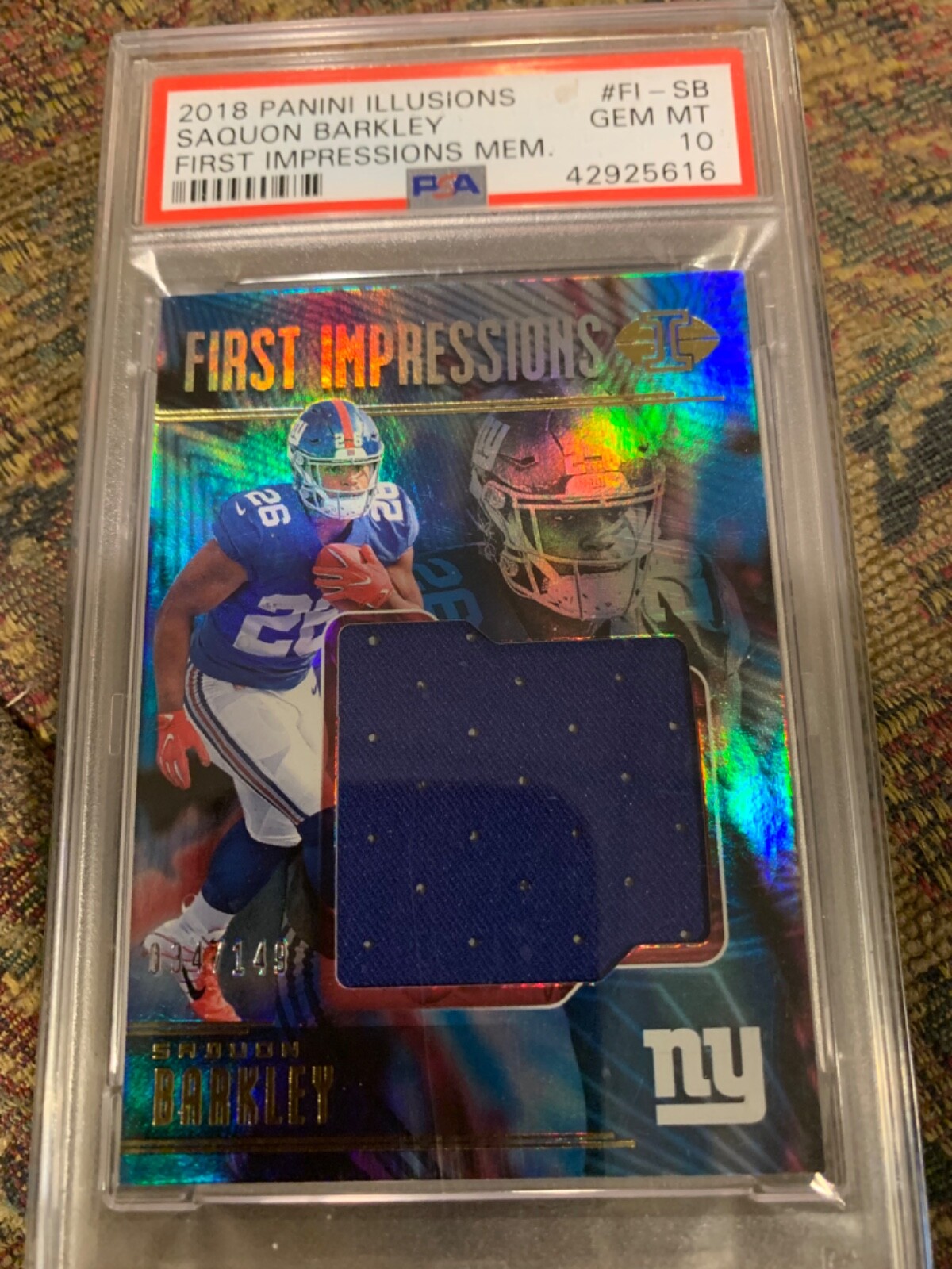 Saquon Barkley Panini Illusions First Impressions Memorabilia #FISB Base