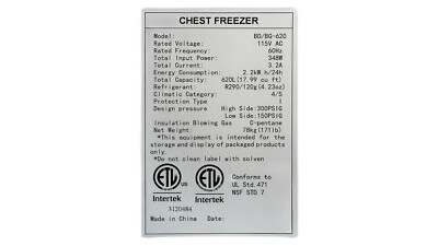 18 Cu.Ft. Chest Freezer Garage Ready Deep Freezer 72