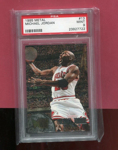 MICHAEL JORDAN CHICAGO BULLS 1995 FLEER METAL BASKETBALL CARD #13  PSA 9