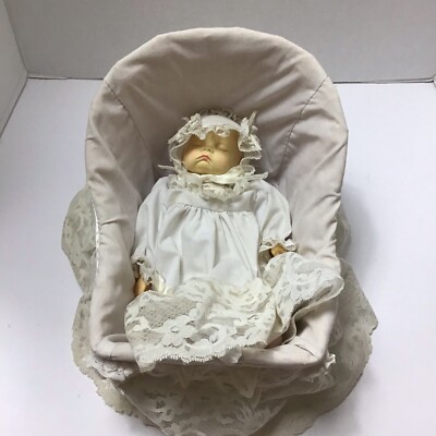 Vtg ARTMARK 1989 Musical Baby Sleeping Doll With Crib(music box doesn t work)