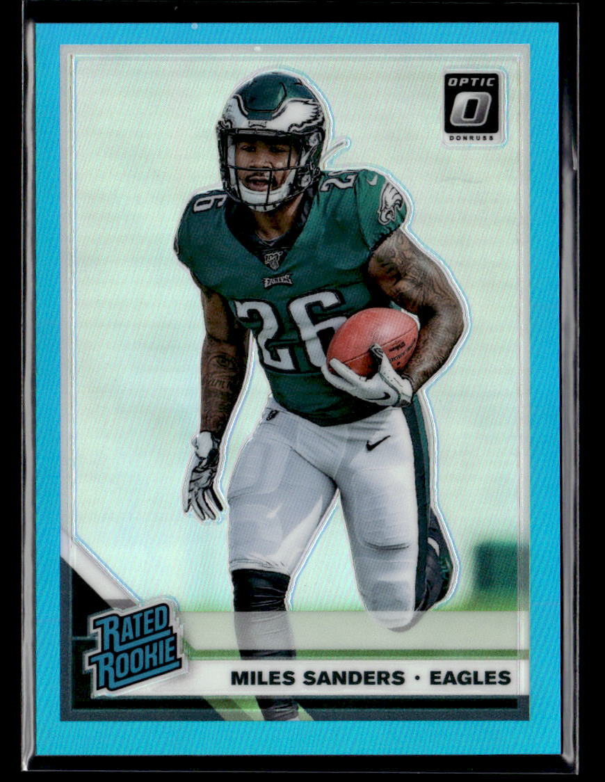 Miles Sanders #'d /299 RC - 2019 Panini Donruss Optic Aqua Holo Rookie SP #172