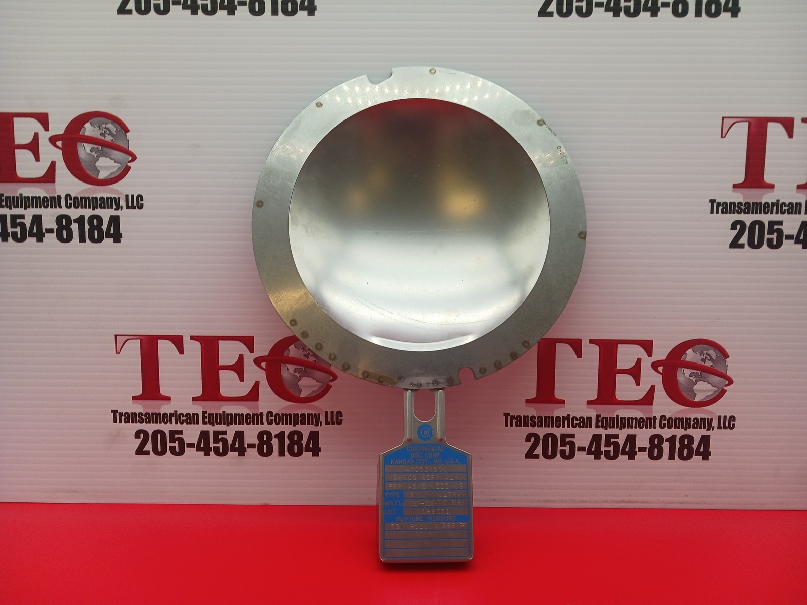Continental Disk CORP, Rupture Disk, 6” ULTRX TEF-316-INC-316