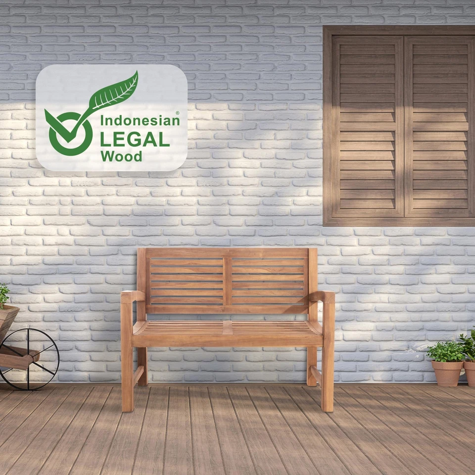 Teakbank Halden Bank Sitzbank Holzbank Gartenbank Terassenbank Parkbank Teakholz - Bild 2 von 4