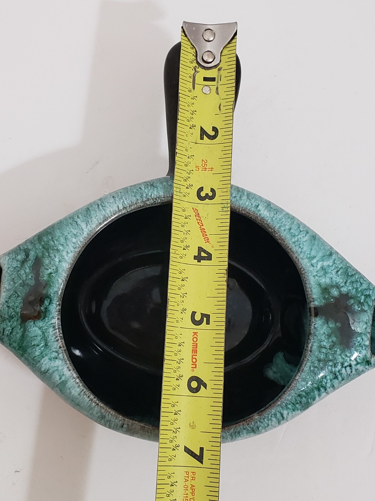 VTG Evangeline Gravy Sauce Boat Teal Color Drip Glaze Pottery 2 Spouts Canada