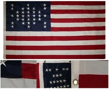 3x5 Embroidered Sewn Fort FT Sumter 33 Star 100% Cotton Flag 3'x5' Banner Clips