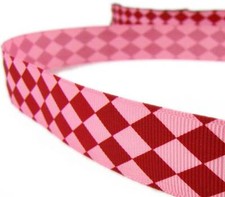 10 Yards Valentine Red Pink Diamond Checked Argyle Grosgrain Ribbon 7/8"W