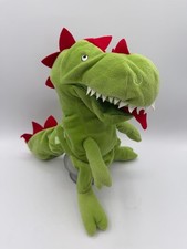 IKEA Laskig Dragon Dinosaur Hand Puppet Plush 13" Stuffed Animal Green T-rex
