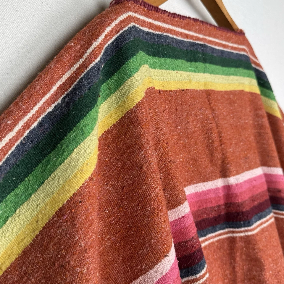 "Poncho manta mexicana Serape tejido a mano vintage longitud: 42"" manga: 25""" Foto 4 de 4