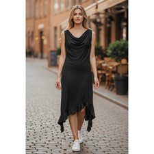 Reformation Asymmetrical Hem Sleeveless Tank Dress Black XL EUC