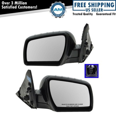 TRQ Side View Mirrors Power Heated Smooth Black & Pair Set for 10-13 Soul