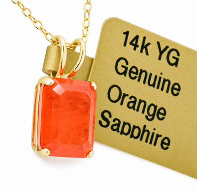 ECHTER 1,14 kt PADPARADSCHA SAPHIR ANHÄNGER 14K GELBGOLD - kostenlose Bewertung