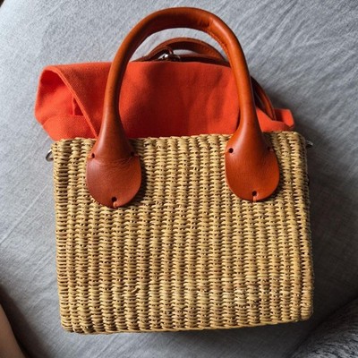 United Arrows Muun Orange Basket Bag with Leather Handles, Unused