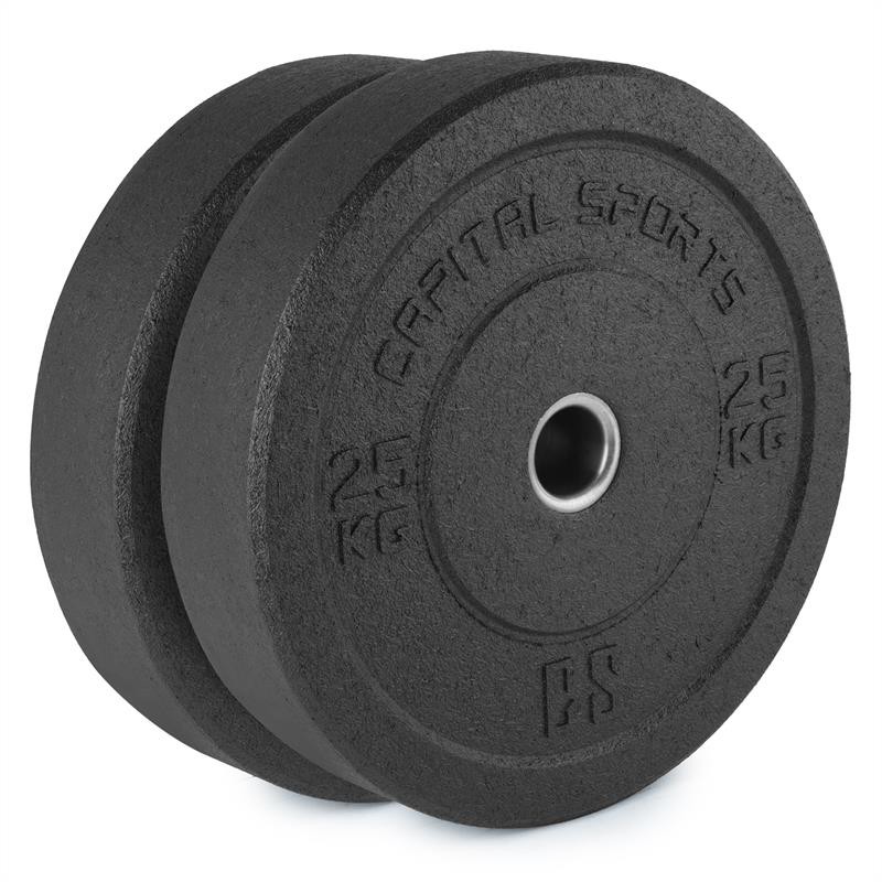 DISCOS DE PESAS CAPITAL SPORTS BUMPER PLATES 50,4 MM GOMA NÚCLEO ALUMINIO 2x25KG