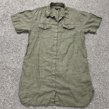 J.Crew Dress Womens M Green Short Sleeve Collared Shirt Dress Button Front