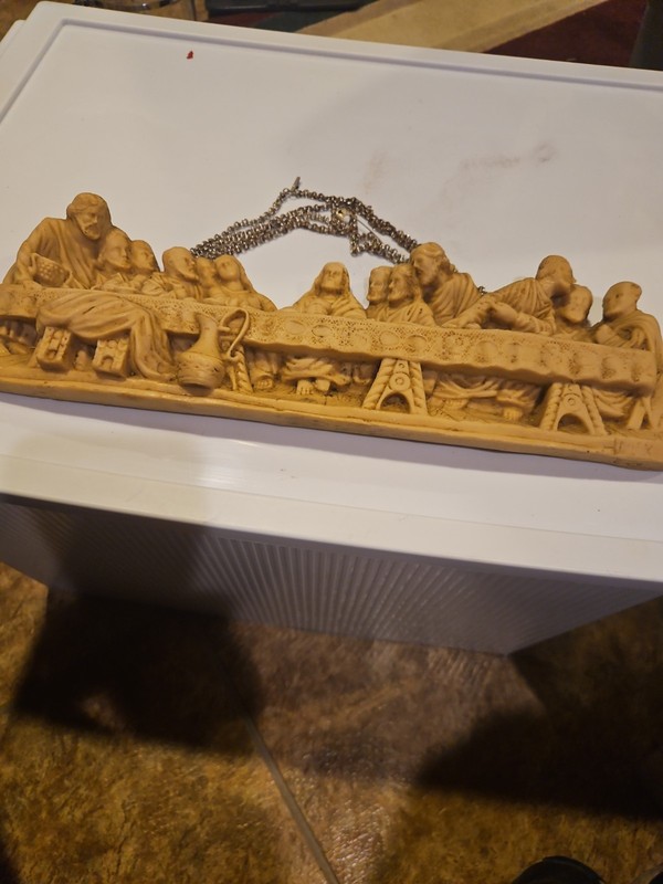 VTG JESUS CHRIST THE LAST SUPPER Hanging Wall Plaque Sandstone Art Gallery READ